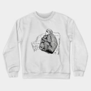 MUMMY PRIMATE CUDDLING BABY Crewneck Sweatshirt